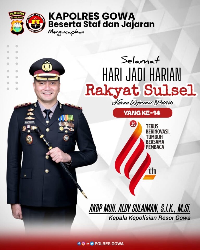 Kapolres Gowa Ucapkan Selamat Hari Jadi Harian Rakyat Sulsel ke-14