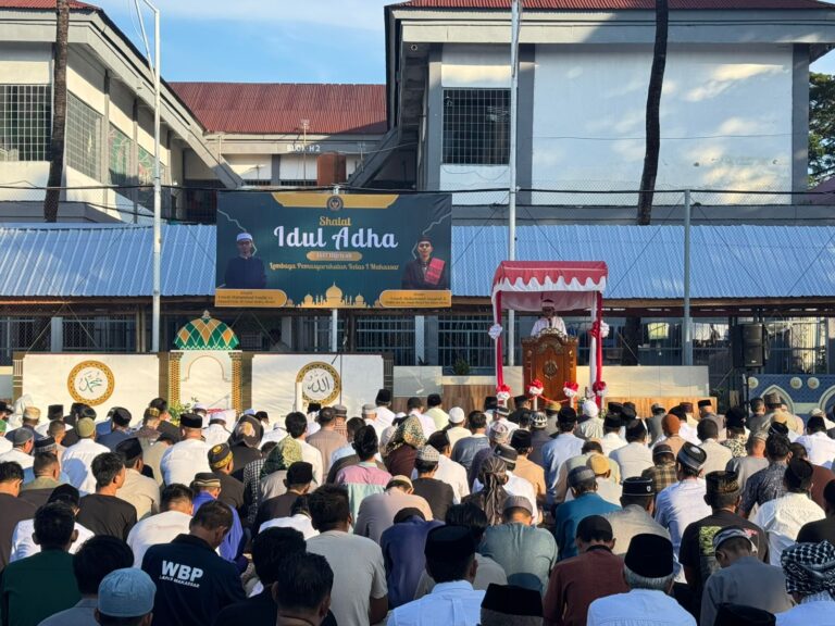Khidmat dan Penuh Kebersamaan, Lapas Makassar Gelar Shalat Idul Adha 1447 Hijriah Bersama Warga Binaan