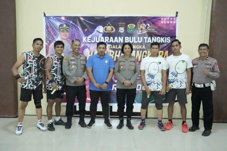 Semarak HUT Bhayangkara ke-80, Turnamen Bulu Tangkis Antar Personel Polres Gowa Berakhir Penuh Sportivitas