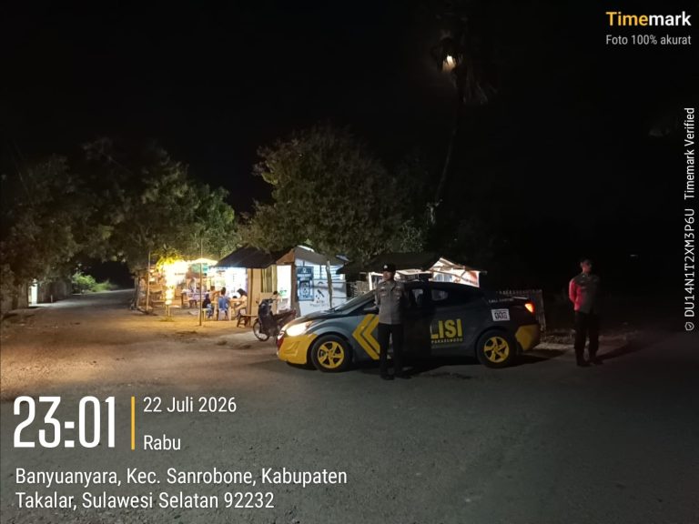 Patroli Blue Light Polsek Mappakasunggu Intensif Cegah Gangguan Kamtibmas pada Malam Hari