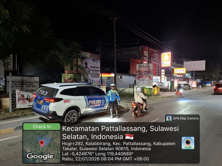 Patroli Malam Sat Lantas Takalar Persempit Ruang Pelanggar, Utamakan Keselamatan Pengguna Jalan