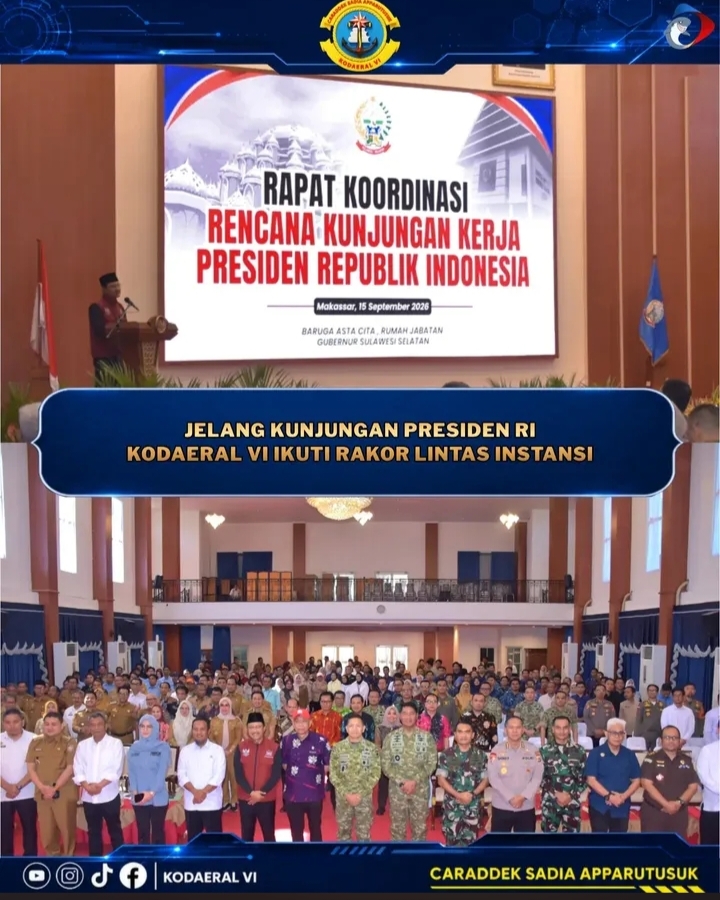 Jelang Kunjungan Presiden RI, Kodaeral VI Ikuti Rakor Lintas Instansi di Makassar