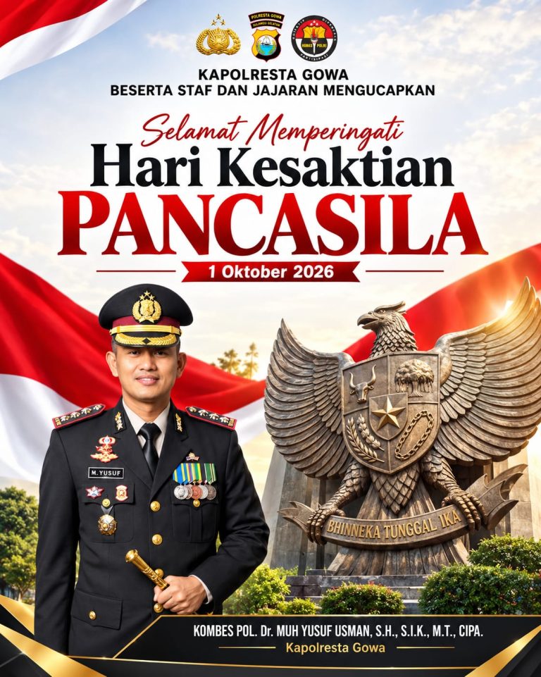 Hari Kesaktian Pancasila, Kapolresta Gowa: Berbeda Tetap Bersatu, Indonesia Tetap Kokoh