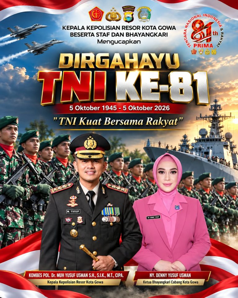 Kapolresta Gowa Ucapkan Dirgahayu TNI ke-81, Sinergitas TNI-Polri Terus Diperkuat