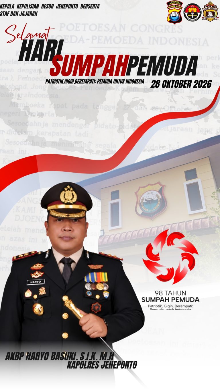 Kapolres Jeneponto Ajak Pemuda Jadi Garda Terdepan Jaga Persatuan di Momen Sumpah Pemuda ke-98